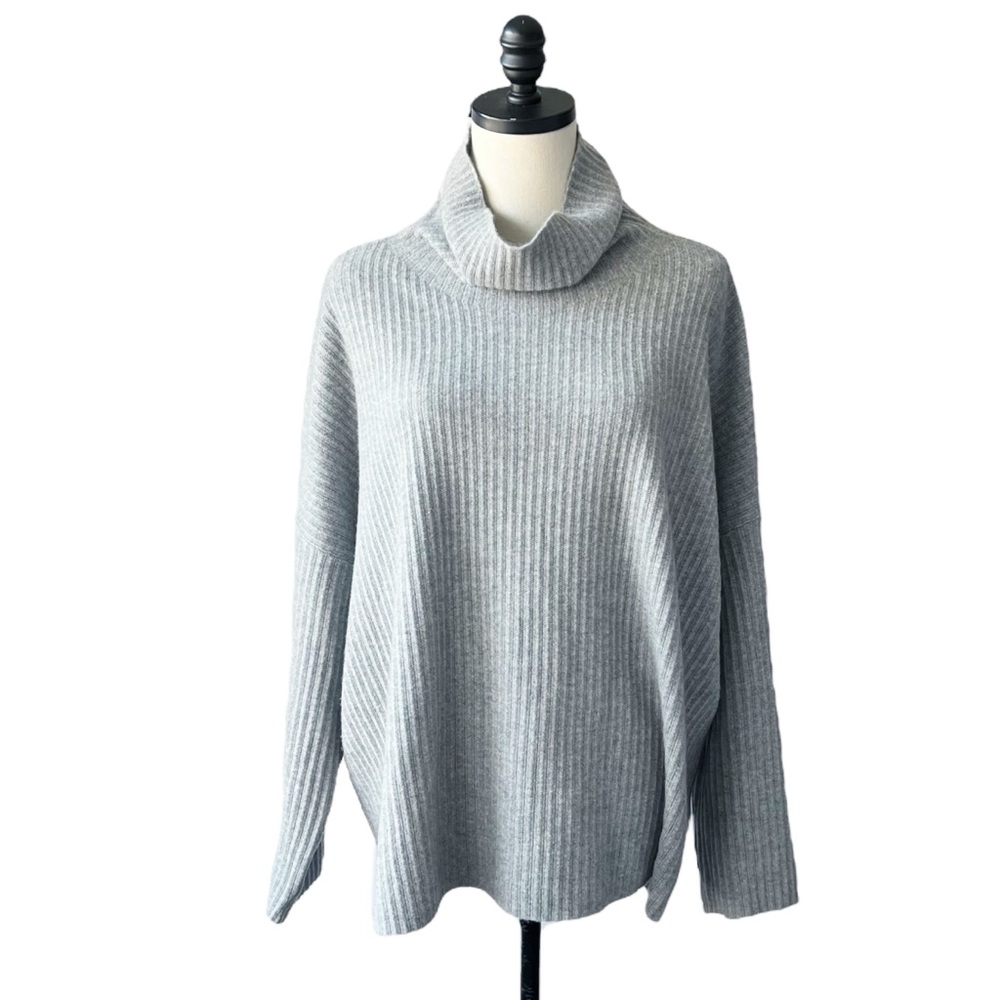 Eileen Fisher Gray Ribbed Turtleneck Sweater